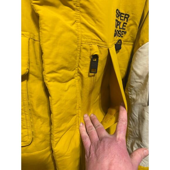 Super Triple Goose jacket snowboard ski winter coat yellow and cream NO HOOD - Picture 6 of 13
